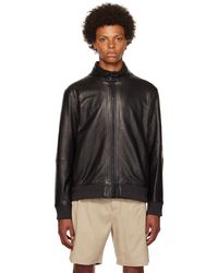 Vince - Black Harrington Leather Jacket - Lyst