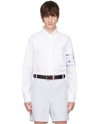 Thom Browne - Thom e chemise blanche à quatre rayures à images de rose - Lyst
