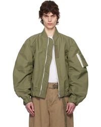 Sacai - カーキ 3レイヤー ボンディング ボンバージャケット - Lyst