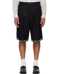 Kartik Research - Short Noir En Lin À Plis - Lyst