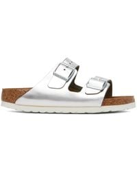 Birkenstock - Silver Narrow Arizona Soft Footbed Sandals - Lyst