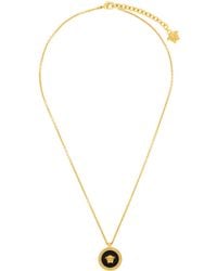 Versace - Gold & Black Enamel Medusa Necklace - Lyst