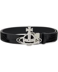 Vivienne Westwood - Ceinture Line Noire À Boucle À Orbe En Cuir - Lyst