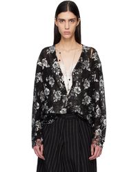 R13 - Cardigan Boyfriend Noir À Motif Imprimé - Lyst