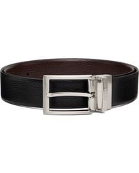 BOSS - Grained Italian Leather Logo Keeper Reversible Belt - Lyst