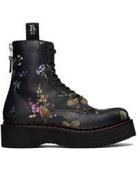 R13 - Floral Single Stack Platform Lace-up Boots - Lyst