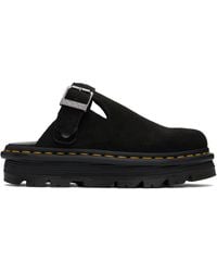Dr. Martens - Mules Noires En Suède À Bride Arrière Et À Semelle Zebzag - Lyst