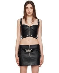 Versace - Buckled Textured-leather Bralette - Lyst