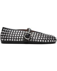 Alaïa - Crystal-Embellished Leather Ballet Flats - Lyst