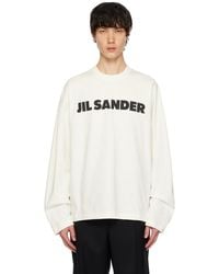 Jil Sander - オフホワイト ロゴプリント 長袖tシャツ - Lyst