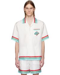 CASABLANCA - Chemise Blanche En Soie À Logos Casa Way World Series - Lyst