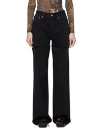MM6 by Maison Martin Margiela - Black Layered Trousers - Lyst