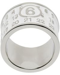 MM6 by Maison Martin Margiela - Silver & White Wide Logo Ring - Lyst