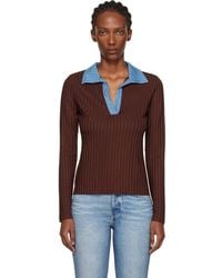 Rag & Bone - Burgundy Natalia Colorblock Long Sleeve Polo - Lyst