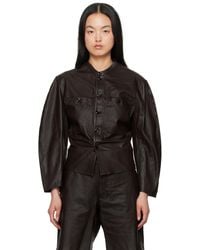 Lemaire - Curved Sleeve Leather Jacket - Lyst