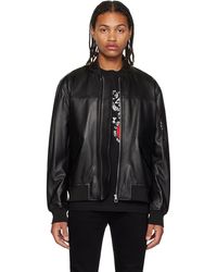 PS by Paul Smith - Black Zip Leather Bomber Jacket - Lyst
