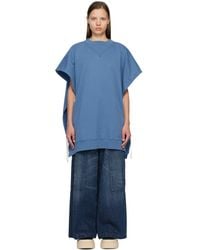 MM6 by Maison Martin Margiela - Blue Draped Sweatshirt - Lyst