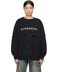 Givenchy - Black Distressed Sweatshirt - Lyst
