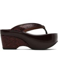 Dries Van Noten - Burgundy Platform Thong Heeled Sandals - Lyst