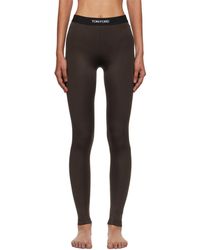 Tom Ford - Legging Brun En Jersey Lustré À Logo - Lyst