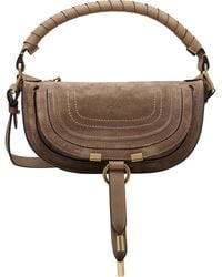 Chloé - Taupe Suede Leather Mini Marcie Shoulder Bag - Lyst