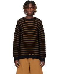 MM6 by Maison Martin Margiela - Pull Noir Et Brun En Tricot De Coton - Lyst