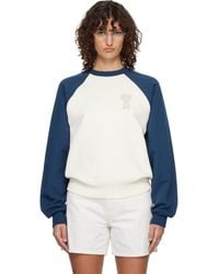 Ami Paris - Off- & Cotton Knitted Ami De Coeur Sweatshirt - Lyst