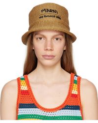 Marni - Brown No Vacancy Inn Edition Embroidered Bucket Hat - Lyst