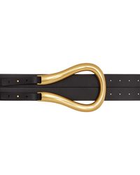 Bottega Veneta - Black & Gold Large Horseshoe Buckle Belt - Lyst