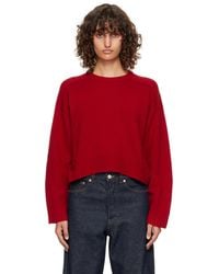 Loulou de Saison - Pull Droit Bruzzi Rouge En Laine Et Cachemire À Logo - Lyst