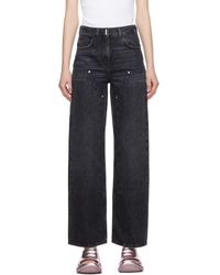 Givenchy - Jean noir à panneaux à rivets - Lyst