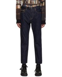 Sacai - Navy Belted Jeans - Lyst