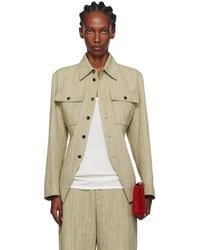 Bottega Veneta - Khaki Viscose Silk Shirt Jacket - Lyst
