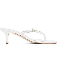 Aeyde - Sandales À Talon Leigh Blanches En Cuir À Bout Carré Ouvert - Lyst