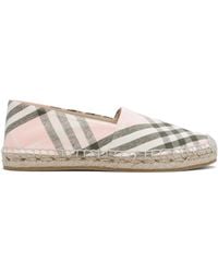 Burberry - Espadrilles Mews Rose Et Kaki À Carreaux - Lyst