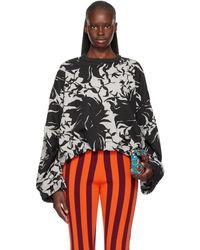 Dries Van Noten - Pull Molletonné Drapé Gris Et Noir - Lyst
