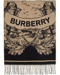 Burberry - Wide Reversible Ekd Cashmere Scarf - Lyst