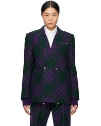 Burberry - Green & Purple Check Blazer - Lyst