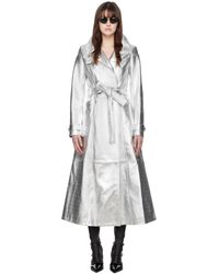 Marine Serre - Silver Laminated Leather Trench Coat - Lyst
