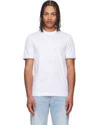 BOSS - Cotton-Jersey Signature-Stripe Cuffs T-Shirt - Lyst