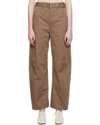 Lemaire - Pantalon léger twisted brun à ceinture - Lyst