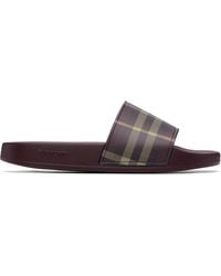 Burberry - Burgundy Check Slides - Lyst