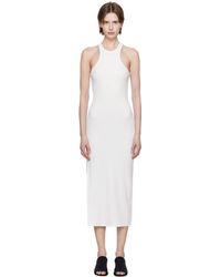 Courreges - Robe Midi 90's Blanche En Tricot Côtelé - Lyst