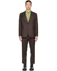 Dries Van Noten Wool Pinstripe Suit - Brown