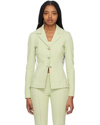 Ganni - Green Notched Lapel Blazer - Lyst