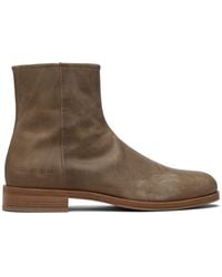 Common Projects - Bottes Taupe En Cuir Ciré À Glissière - Lyst