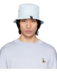Maison Kitsuné - Blue Embroidered Bucket Hat - Lyst