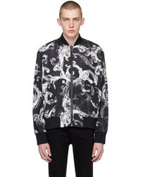 Versace - Black & White Watercolor Couture Reversible Bomber Jacket - Lyst