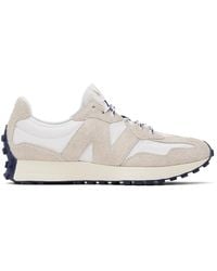 New Balance - Beige & White 327 Sneakers - Lyst