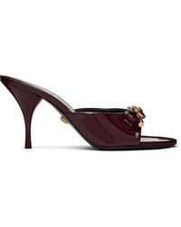 Versace - Burgundy Opera Bow Patent Mule Heeled Sandals - Lyst